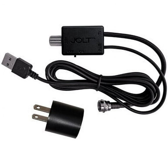 Jolt Switch USB In-Line Amplifier for TV Antenna, 6ft. USB Cable, Coaxial Cable, USB Power Adapter