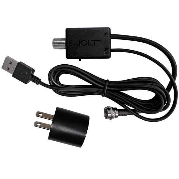 Jolt Switch TV Antenna USB In-Line Amplifier with 6ft. USB Cable, Coaxial Cable, and USB Power Adapter