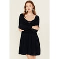 thumbnail image 1 of Jolt Women's Lace Trim Long Sleeve Tiered Mini Dress - JD6288-DXQ- NAVY   US, 1 of 4
