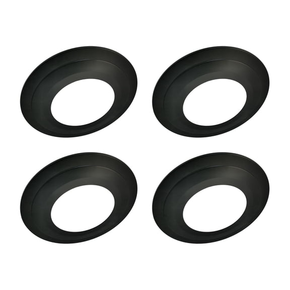 Jolux 4 Pack Matte Black Goof Trim Ring for 5/6" Inch Recessed can Lighting Downlight,Plastic,Recessed Light Trim Cover Outer Diameter 8.6 Inch, Inner Diameter 4.7 Inch.