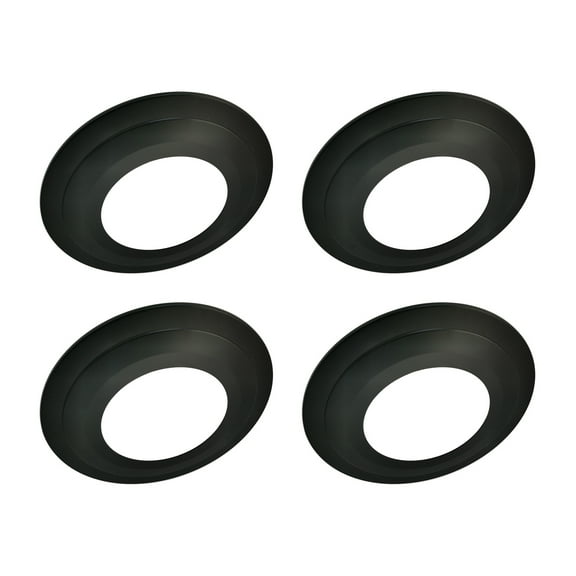 Jolux 4 Pack Matte Black Goof Trim Ring for 5/6" Inch Recessed can Lighting Downlight,Plastic,Recessed Light Trim Cover Outer Diameter 8.6 Inches, Inner Diameter 4.7 Inches.