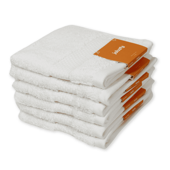 Joluzzy 100% Turkish Cotton Washcloths, High Absorbent Face Towels 13x12 Inch (Pack of 6)