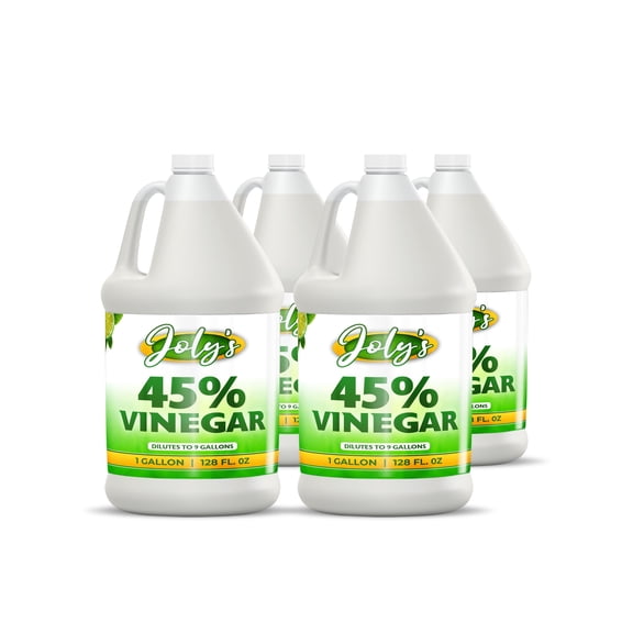 Joly's Vinegar 45%, Cleaning Solutions Antimicrobial All-Purpose Cleaner, Vinegar, 128 oz, (Pack of 4)