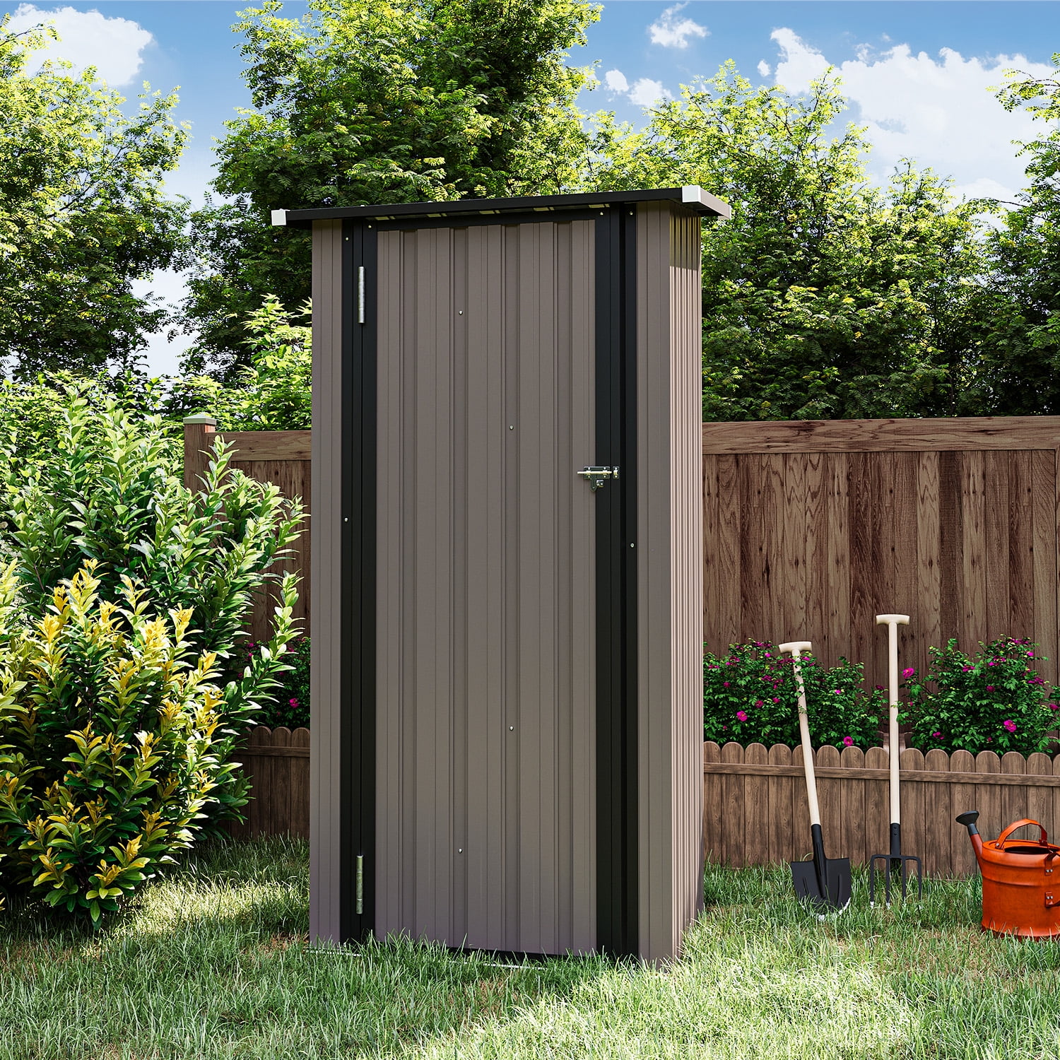 JolyDale 3'x3' Outdoor Metal Storage Shed, Small Wall Side Storage