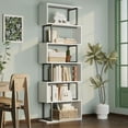 thumbnail image 1 of JolyDale 6-Tier Tall Bookshelf, S-Shaped Morden Bookcase with Storage Space, Multifunctional Stable Book Shelf Suitable for Home & Office, Living Room, Study Room, Bedroom (White, 6-Tier), 1 of 6