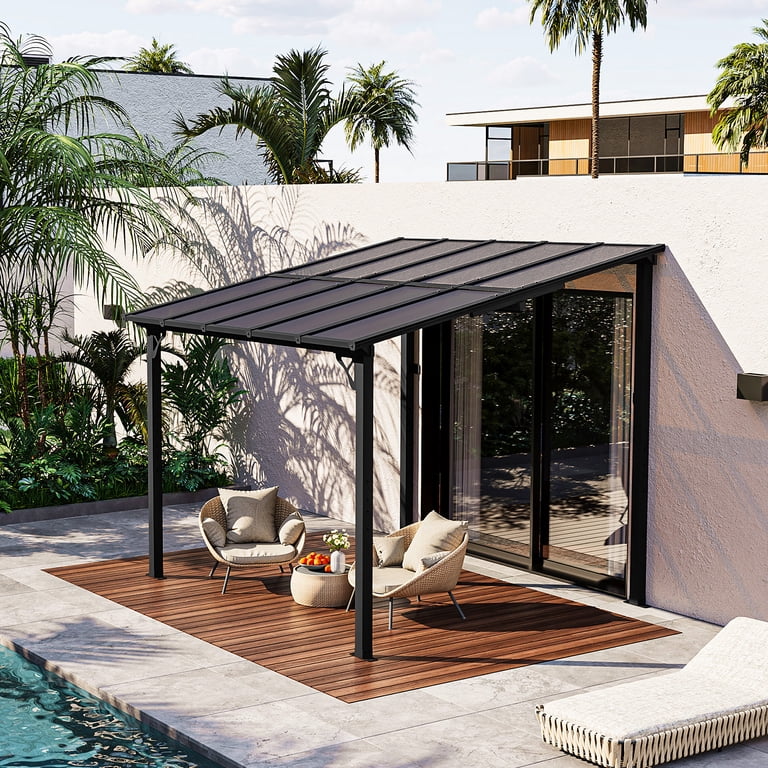 JolyDale 8' x 10' Gazebo for Patio, Small Wall-Mounted Lean to