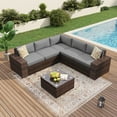 thumbnail image 1 of Jolydale 6 Pieces Outdoor Patio Furniture Sets, PE Rattan Wicker Sectional Sofa with Coffee Table for Lawn, Backyard,Balcony, Gray, 1 of 8