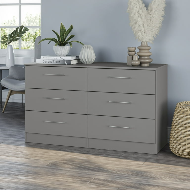 Kappesberg Jolyne 50.3in. 6-Drawer Horizontal Dresser, 28.5in H x 50.39in W x 17.7in D, Grey - Walmart.com Kappesberg Jolyne 50.3in. 6-Drawer Horizontal Dresser, 28.5in H x 50.39in W x 17.7in D, Grey - Walmart.com