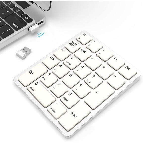 Jomaa 26 Keys Wireless Number Pads Rechargeable USB Numeric Keypad Portable Financial Accounting Number Keyboard for Laptop