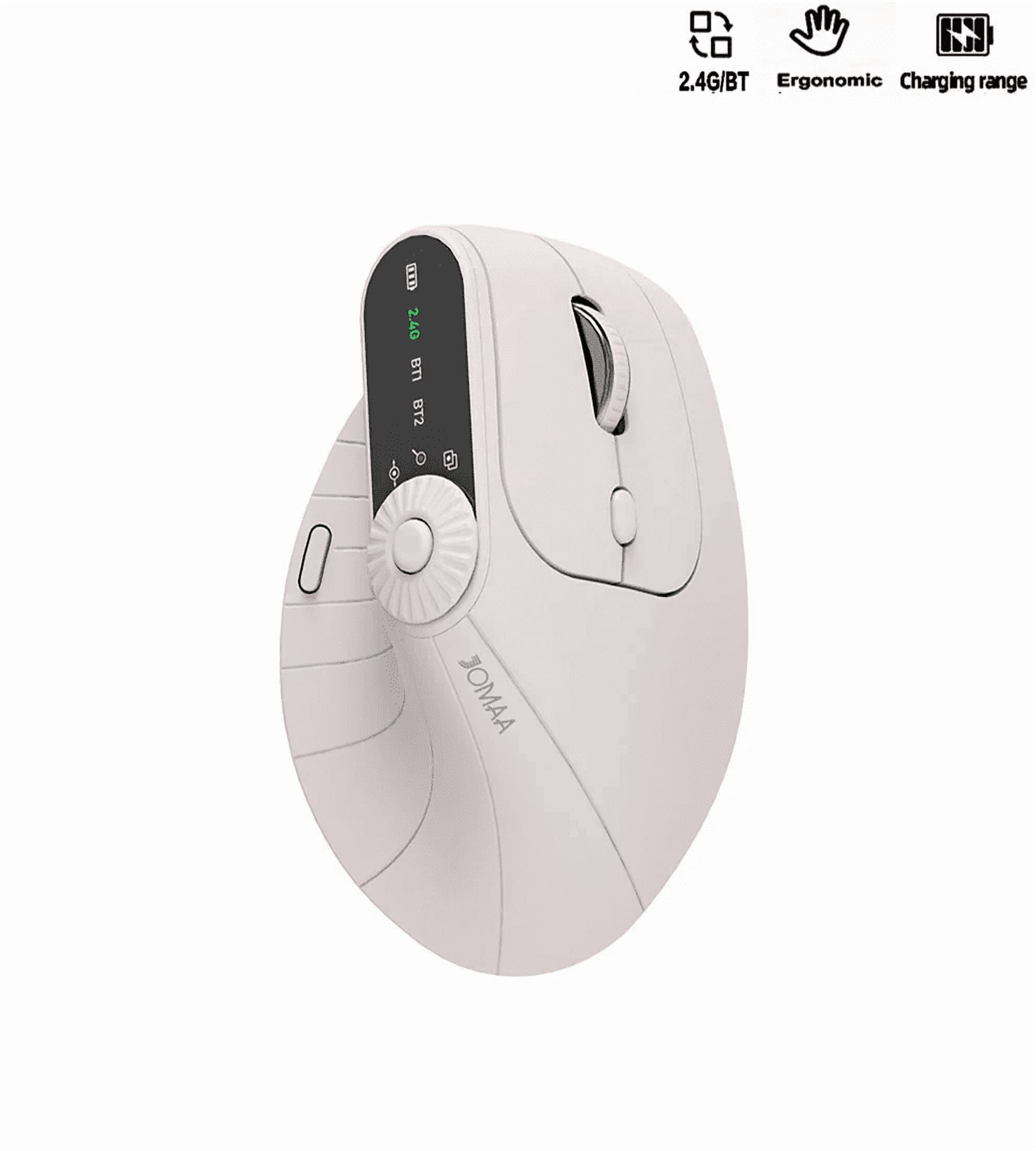 Jomaa Bluetooth Wireless Vertical Mouse With Function Adjustment Knob Slient Click Rechargeable Ergonomic Mice for Win/IOS/Android