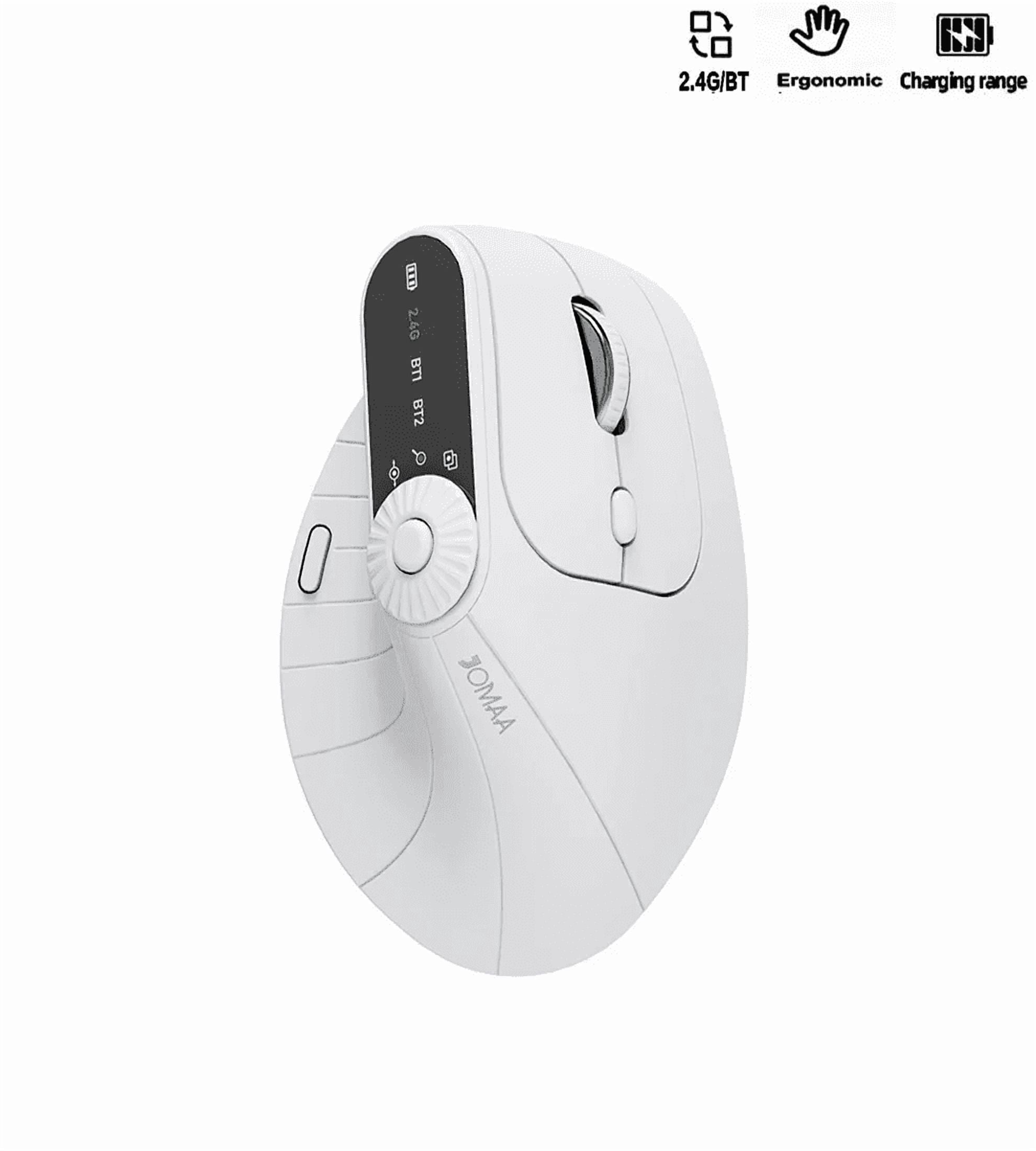 Jomaa Bluetooth Wireless Vertical Mouse With Function Adjustment Knob Slient Click Rechargeable Ergonomic Mice for Win/IOS/Android