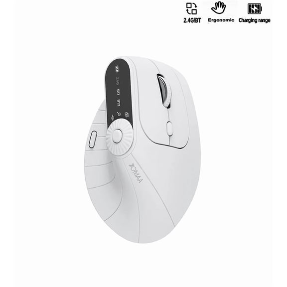 Jomaa Bluetooth Wireless Vertical Mouse With Function Adjustment Knob Slient Click Rechargeable Ergonomic Mice for Win/IOS/Android