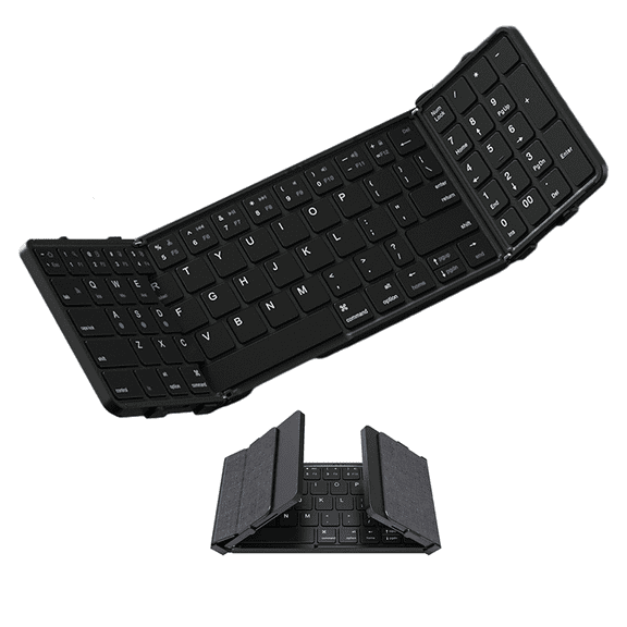 Jomaa Foldable Bluetooth Keyboard with Numeric Keypad Full Size Wireless Folding Keyboard Rechargeable Travel Keyboard for Phone Tablet
