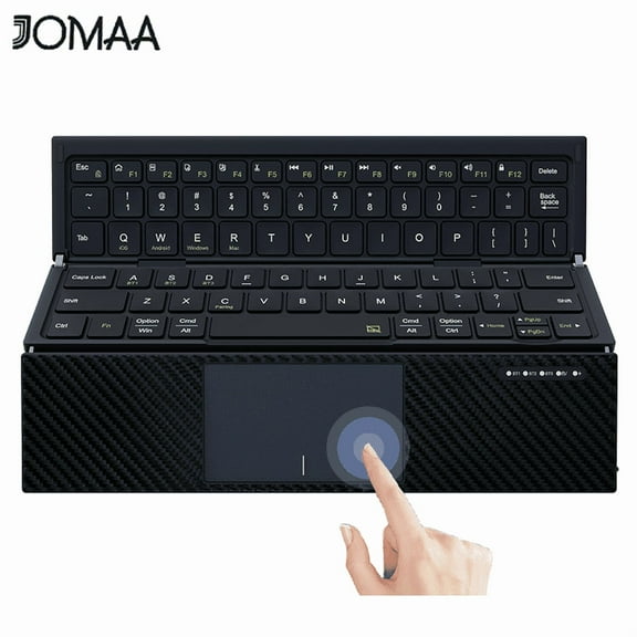 Jomaa Tri-Folding Keyboard with Touchpad Rechargeable Foldable Wireless Keyboard with Pocket Size for Phone