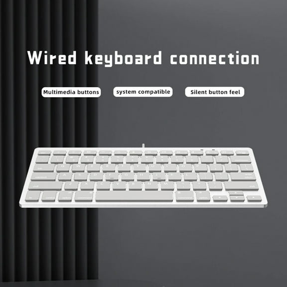 Jomaa Ultra Slim Portable Wired Keyboard Illuminated Keyboard Plug And Play Supports Multi-Device 78-keys Keyboard