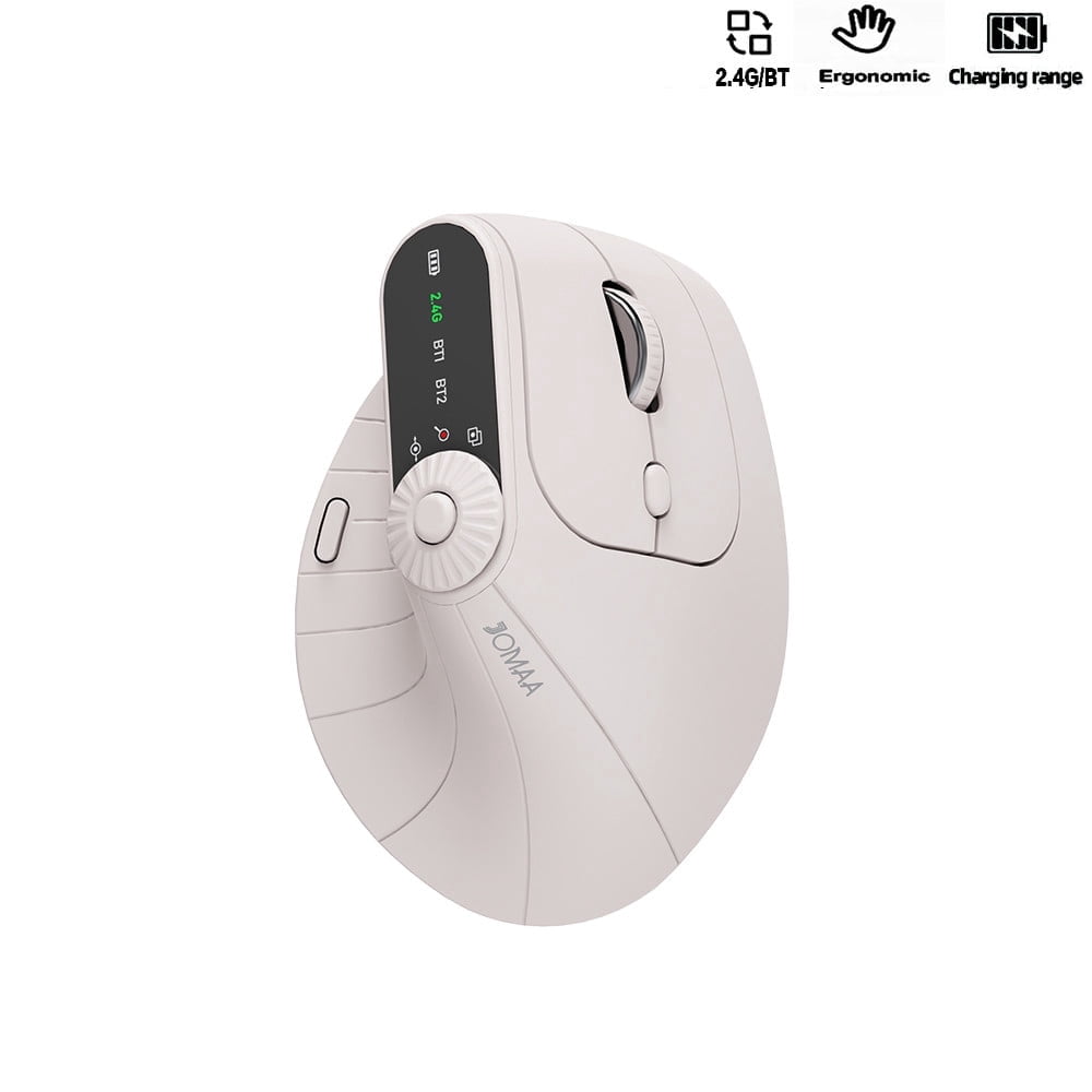 Jomaa Vertical Mouse Rechargeable Bluetooth 2.4G Wireless Mouse With Multi-fucntion Adjustment Knob, Zoom in/out, Windows Switch, Horizontal Pull Bar