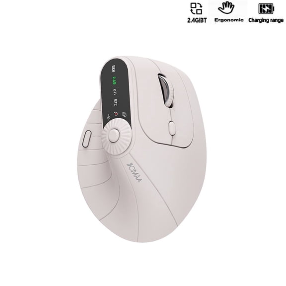 Jomaa Vertical Mouse Rechargeable Bluetooth 2.4G Wireless Mouse With Multi-fucntion Adjustment Knob, Zoom in/out, Windows Switch, Horizontal Pull Bar