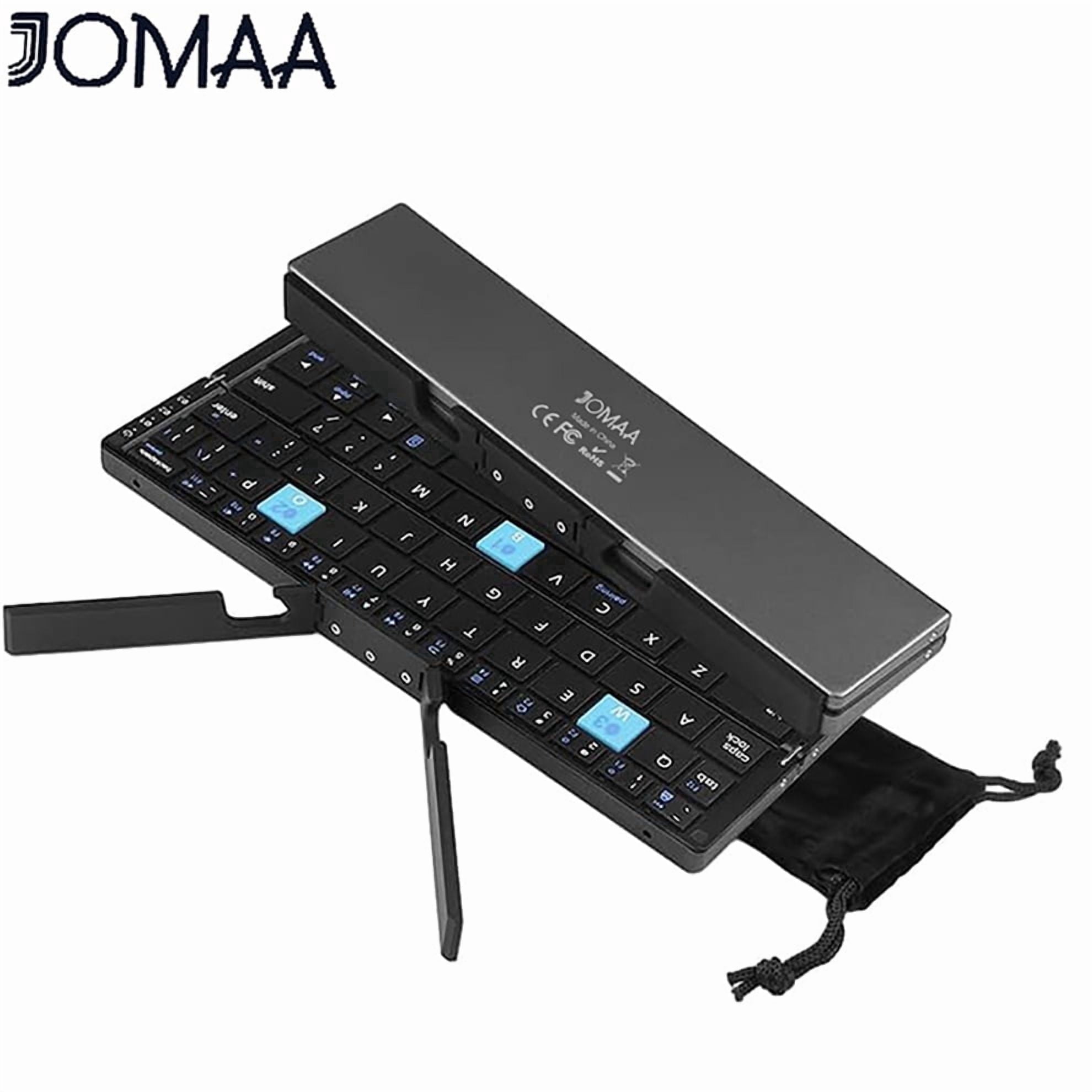Jomaa Wilreless Foldable Keyboard with Phone Stand Rechargebale Folding Bluetooth Keyboard Pocket for Windows IOS Andriods Travel Keyboard
