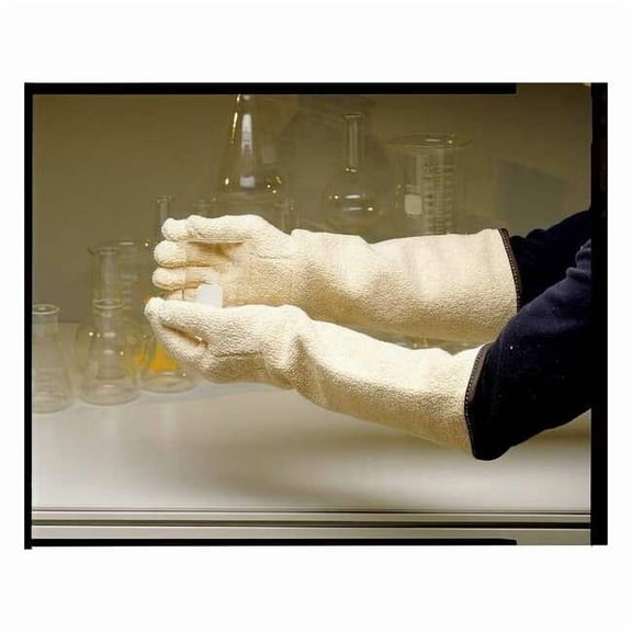 Heat Resistant Gloves, Terry Cloth, 250 Degrees F Max Temp., White, One Size Fits Most, 1 PR