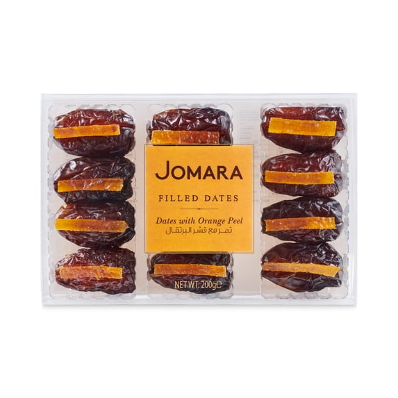 Jomara Dates with Orange Peel 7oz / 200g – Natural Dried Fruit Snack, High in Fiber and Antioxidants, Vegan, Gluten Free, Paleo, Dairy Free