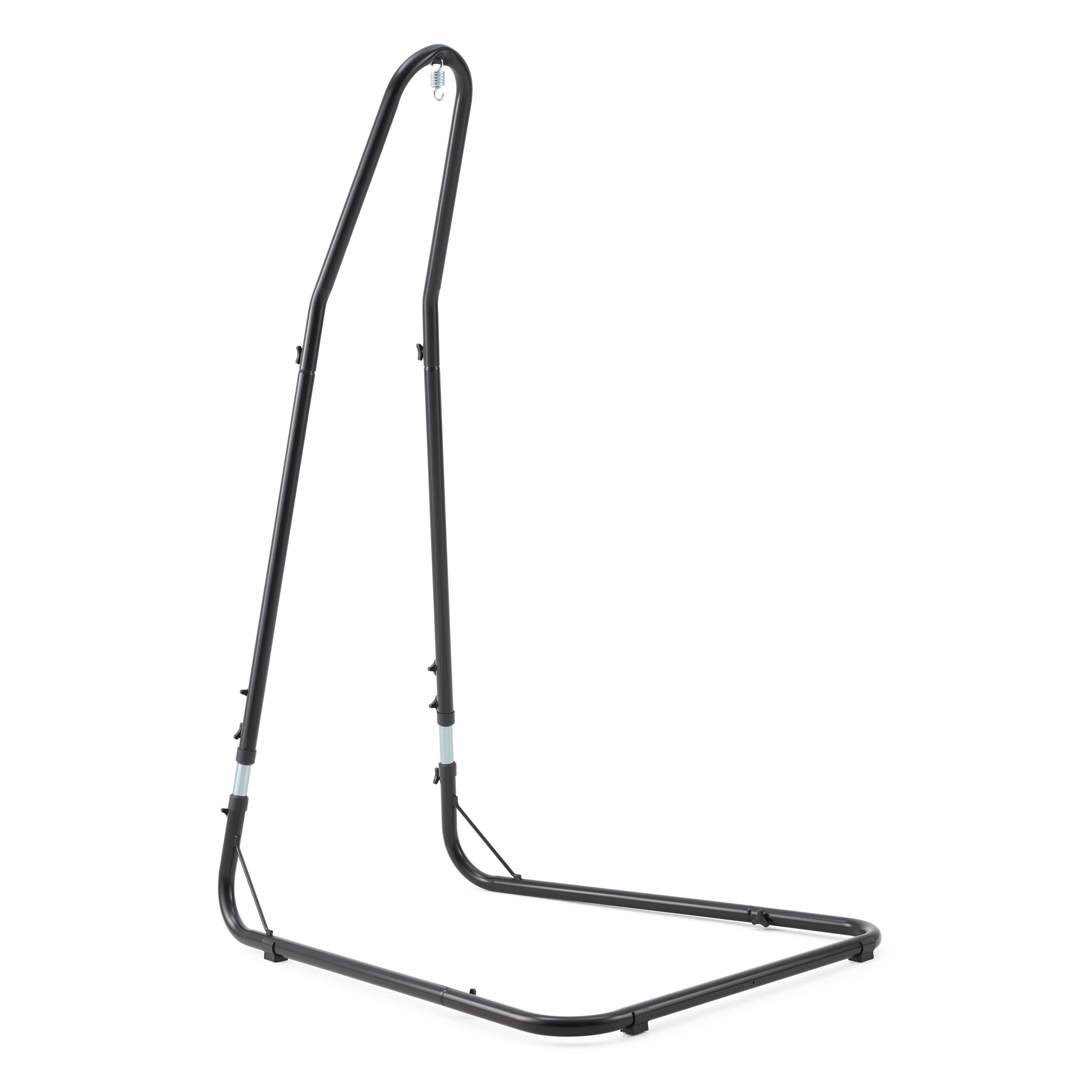 Adjustable Black Powder-Coated Steel Hammock Chair Stand for Indoor/Outdoor Use