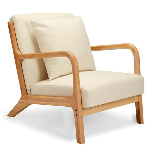 Jomeed Oak Wood Frame Mid Century Modern Accent Chair for Living Room