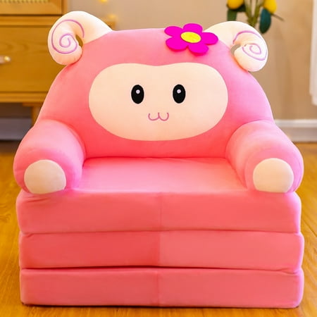 Jomeoic Plush Foldable Kids Sofa Backrest Armchair 2 In 1 Foldable Children Sofa Cute
