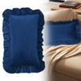 thumbnail image 1 of Jompy Decorative Ruffle Pillow Sham Velvet Pillow Cover Retro Solid Color Pillowcase for Bedroom Bed or Guest Room Stylish Farmhouse Home Decor (1Pc 20"x12"), 1 of 3