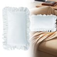 thumbnail image 1 of Jompy Decorative Ruffle Pillow Sham Velvet Pillow Cover Retro Solid Color Pillowcase for Bedroom Bed or Guest Room Stylish Farmhouse Home Decor (1Pc 20"x12"), 1 of 3