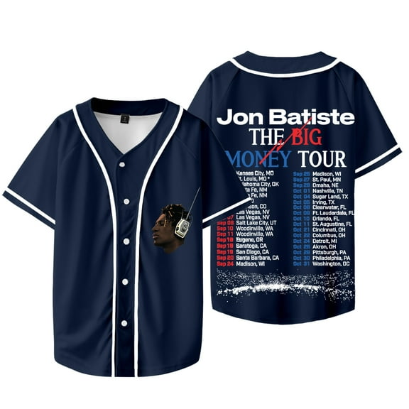 Jon Batiste Big Money Tour Baseball Jacket Cosplay Unisex Fashion V-neck Short Sleeve T-shirts