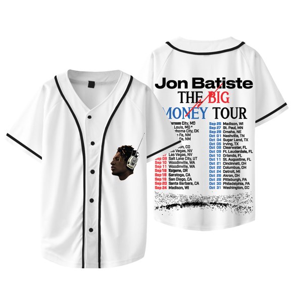 Jon Batiste Big Money Tour Baseball Jacket Cosplay Unisex Fashion V-neck Short Sleeve T-shirts