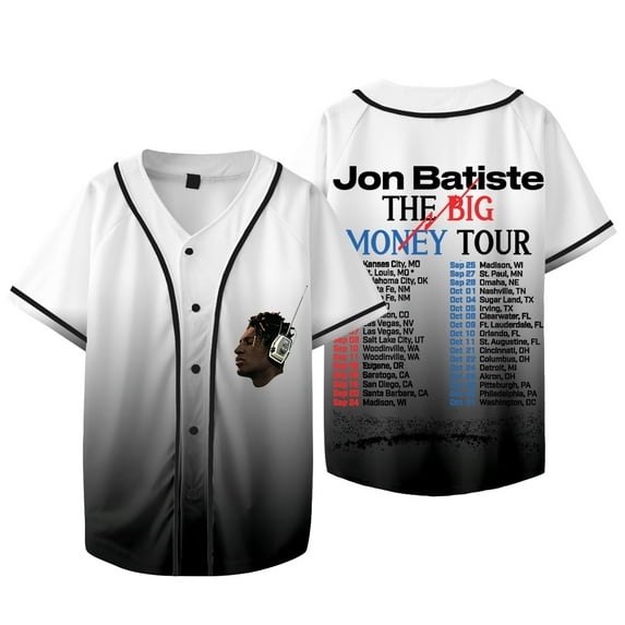 Jon Batiste Big Money Tour Baseball Jacket Cosplay Unisex Fashion V-neck Short Sleeve T-shirts