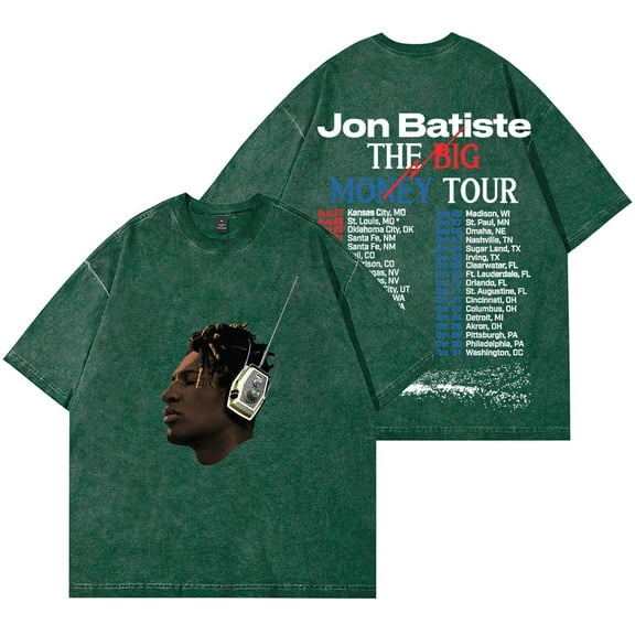 Jon Batiste Big Money Tour Wash T-Shirts Streetwear Tops Unisex Cotton Short Sleeve Tee