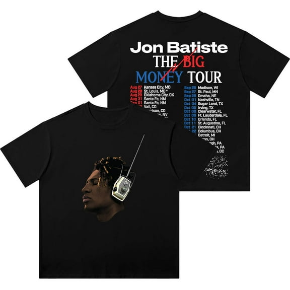 Jon Batiste Big Money Tour Wash T-Shirts Streetwear Tops Unisex Cotton Short Sleeve Tee