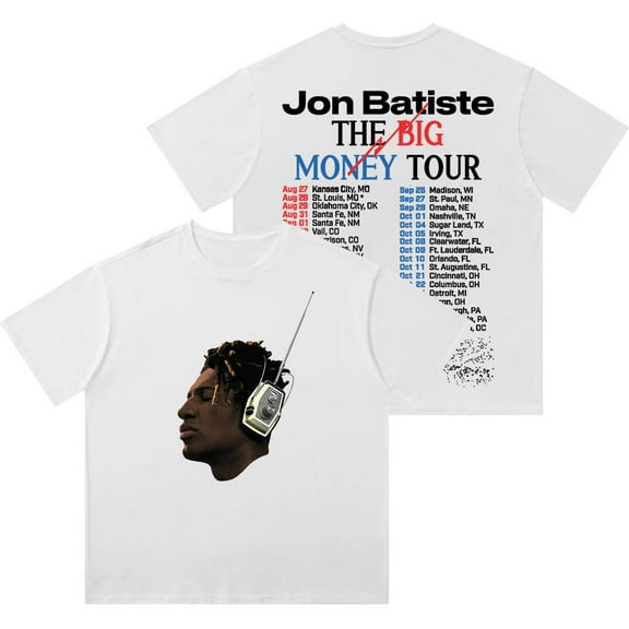 Jon Batiste Big Money Tour Wash T-Shirts Streetwear Tops Unisex Cotton Short Sleeve Tee