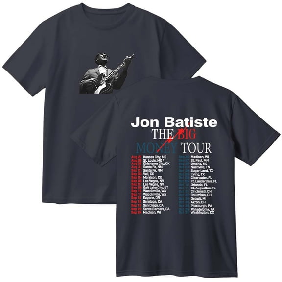 Jon Batiste The Big Money Tour 2025 Merch Cotton T-Shirt Women Men Casual Crewneck Short Sleeve Tee
