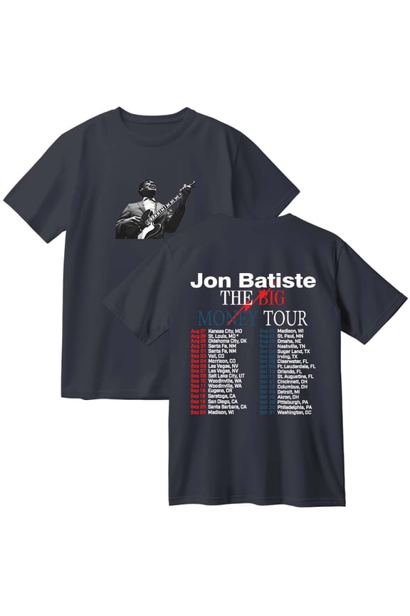 Jon Batiste The Big Money Tour 2025 Merch Cotton T-Shirt Women Men Casual Crewneck Short Sleeve Tee