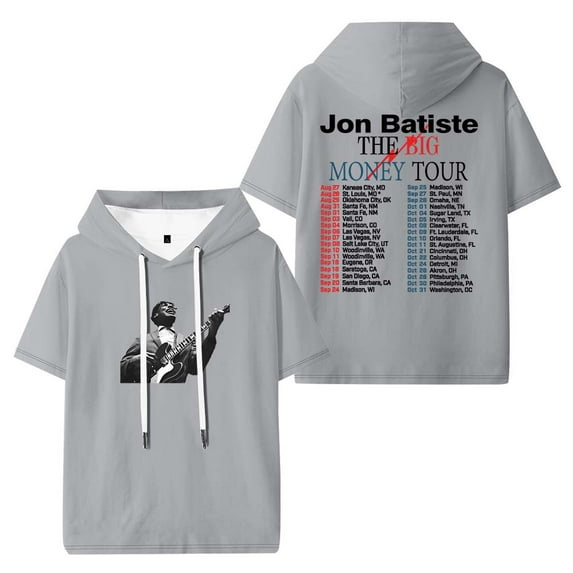Jon Batiste The Big Money Tour 2025 Merch Hooded T-Shirts Women Men Short Sleeve Tee Casual Fashion Clothes