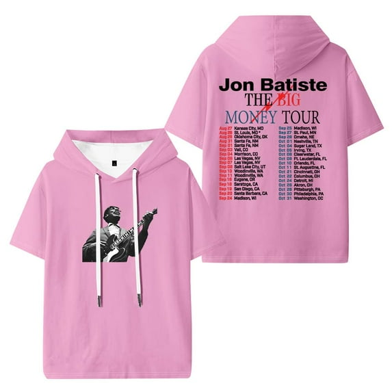 Jon Batiste The Big Money Tour 2025 Merch Hooded T-Shirts Women Men Short Sleeve Tee Casual Fashion Clothes