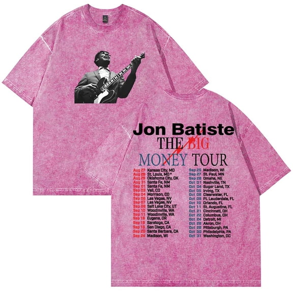 Jon Batiste The Big Money Tour 2025 Merch T-Shirt Cotton Wash Tee Women Men Short Sleeve Casual Crewneck Tee