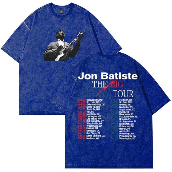 Jon Batiste The Big Money Tour 2025 Merch T-Shirt Cotton Wash Tee Women Men Short Sleeve Casual Crewneck Tee