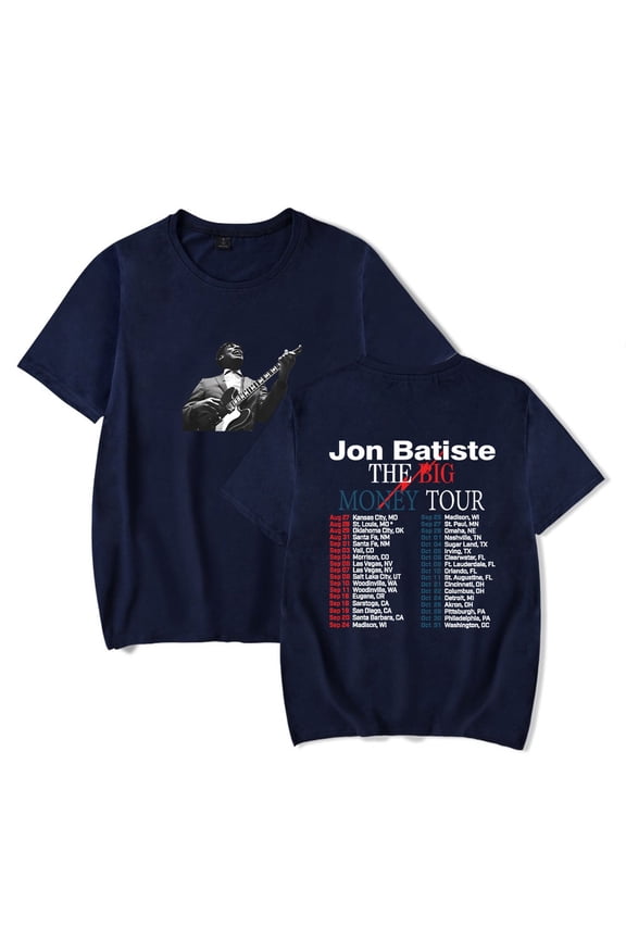 Jon Batiste The Big Money Tour 2025 Merch T-Shirt Women Men Casual Crewneck Short Sleeve Fashion Tee