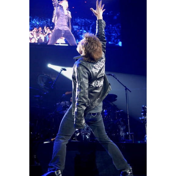 Jon Bon Jovi 24x36 Poster Great Pose From Behind in Concert With Screen