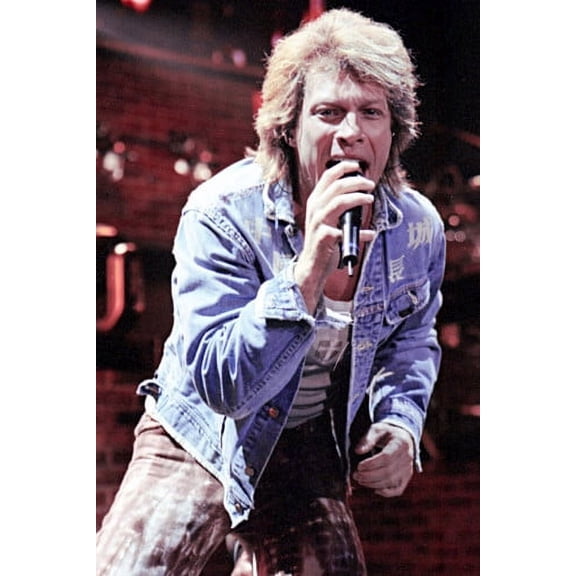 Jon Bon Jovi 24x36 Poster in Denim Jacket Singing on Stage