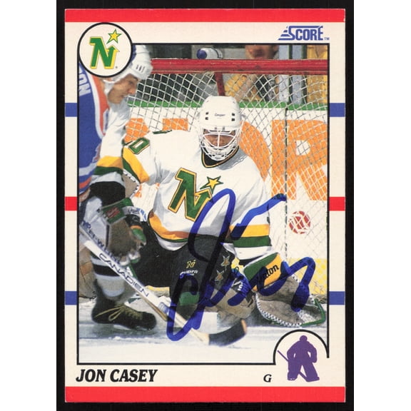 Jon Casey Autographed 1990-91 Score Card #182 Minnesota North Stars SKU #258515