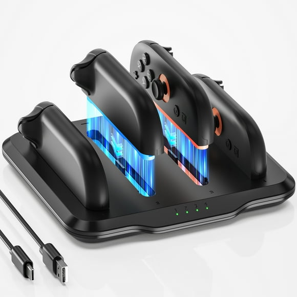 Charging Dock for Nintendo Switch 2 Joy Con Controller Charger , 4 in 1 Fast Charger Station,Magnetic safety lock, supports fast charging，Black