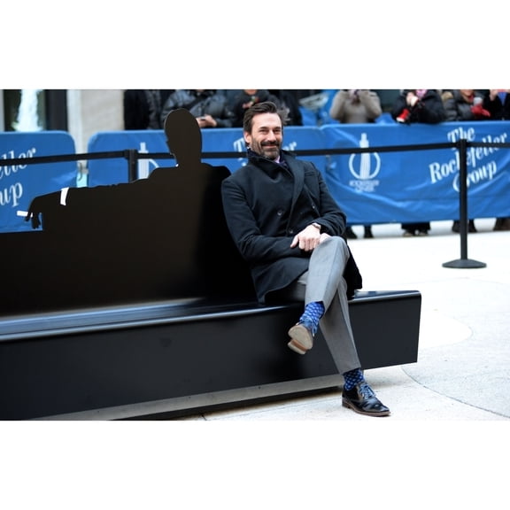 Jon Hamm At A Public Appearance For Amc Unveils Special Commemorative Mad Men Park Bench The Time & Life Building New