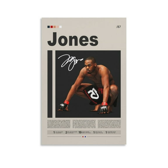 Jon Jones Poster 'Bones'Mixed Martial Arts Sports Posters (8) Canvas Wall Art Prints Poster Gifts Photo Picture Painting Posters Room Decor Home Decorative 12x18inch(30x45cm)