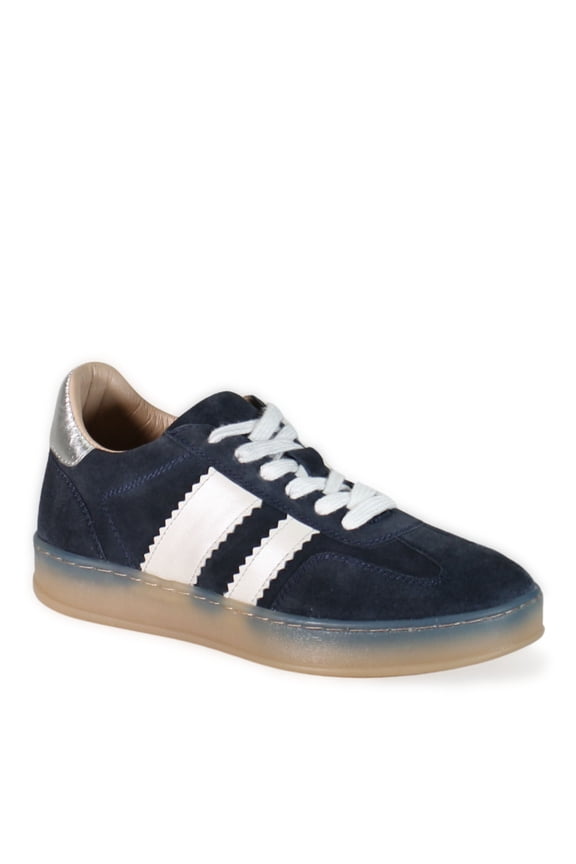 True Women's Jon Qwill II Suede Gum Sole Sneakers (Navy, 6)