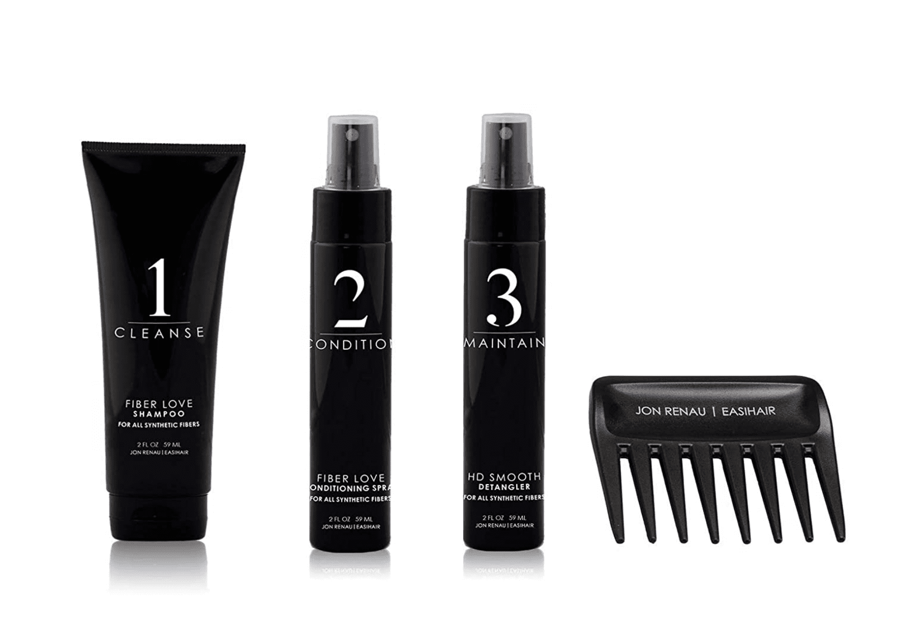 Jon Renau Travel Size Synthetic Hair Care Kits (Shampoo, Conditioner, Detangler and Comb)